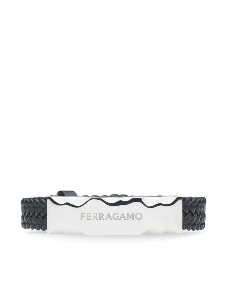 Ferragamo logo-engraved leather bracelet - Black Cover