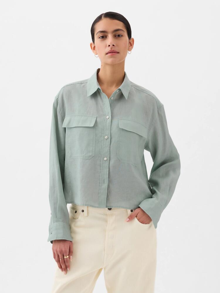 Gap 100% Linen Cropped Shirt Cover