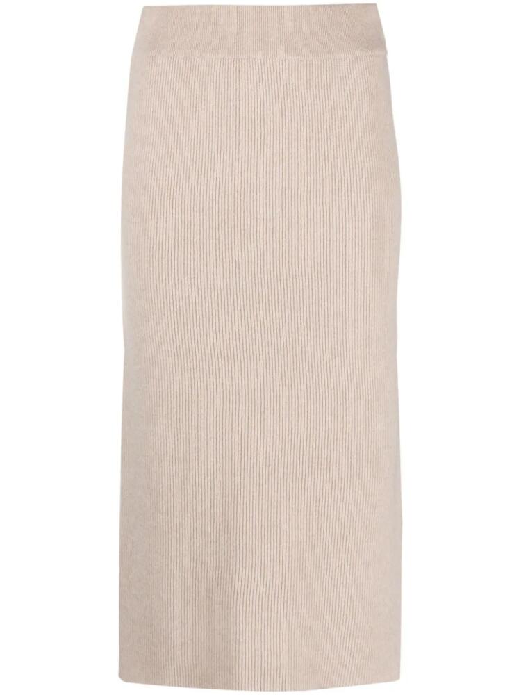 Brunello Cucinelli ribbed-knit midi skirt - Brown Cover