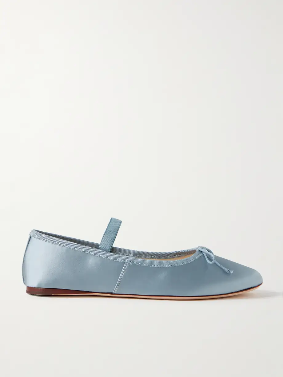 Loeffler Randall - Leonie Grosgrain-trimmed Satin Ballet Flats - Blue Cover