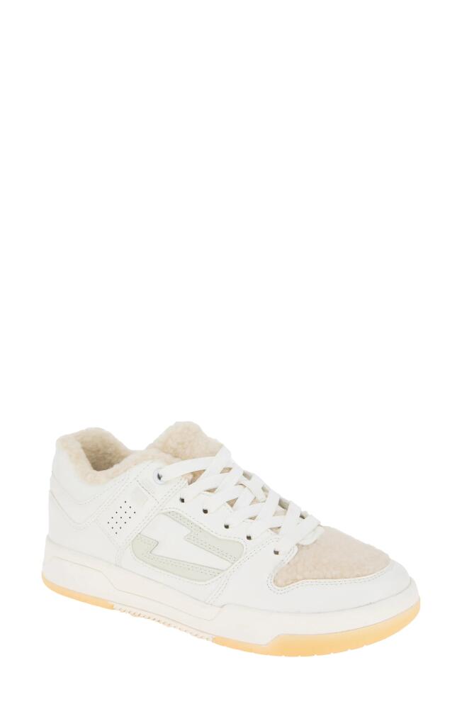 bcbg Kortni Faux Shearling Sneaker in White/Shearling Cover