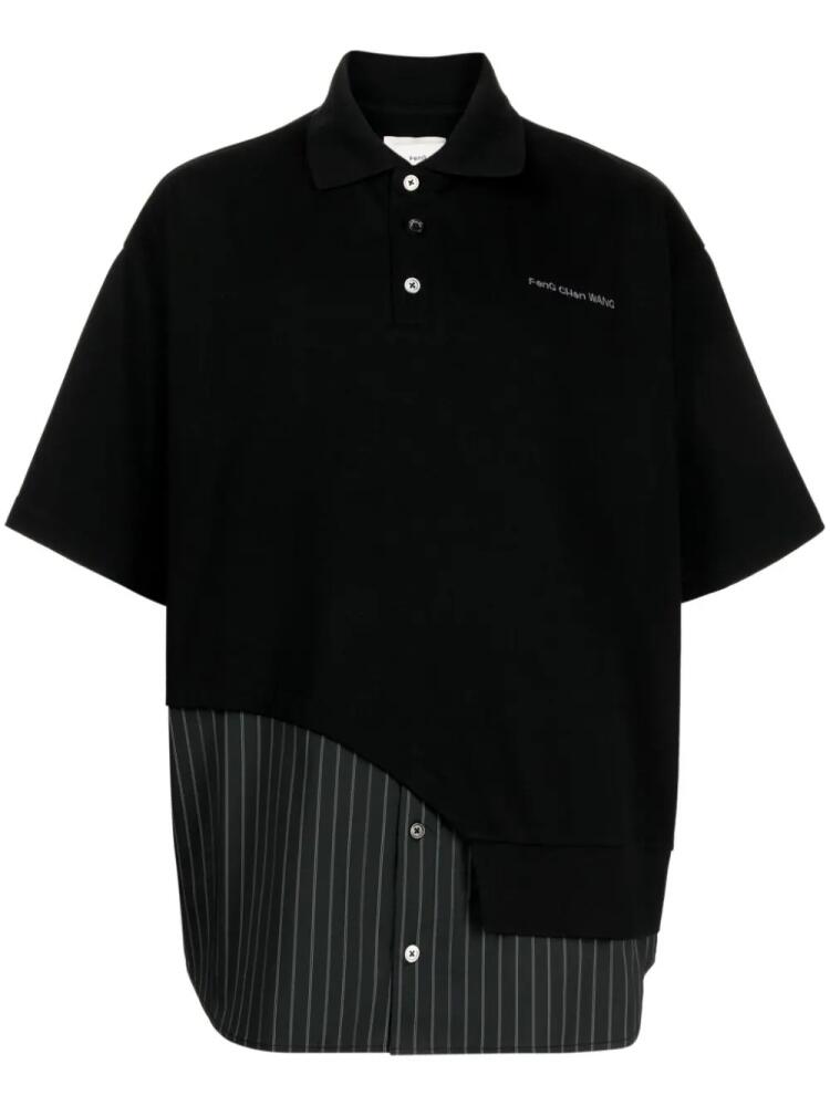 Feng Chen Wang panelled cotton polo shirt - Black Cover