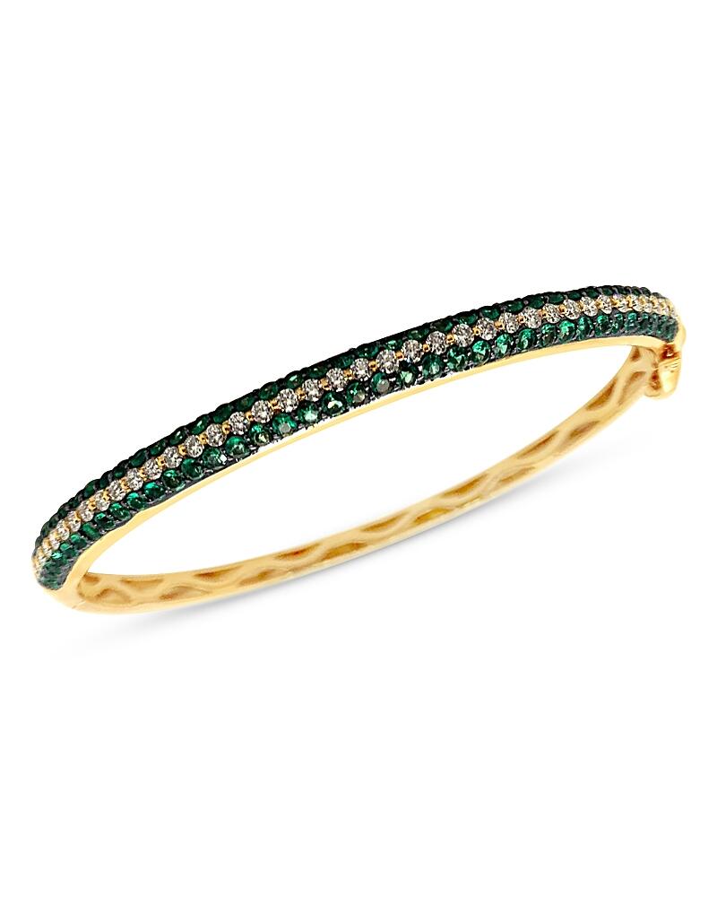 Bloomingdale's Fine Collection Emerald and Diamond Bangle Bracelet in 14K Yellow Gold - Exclusive Cover