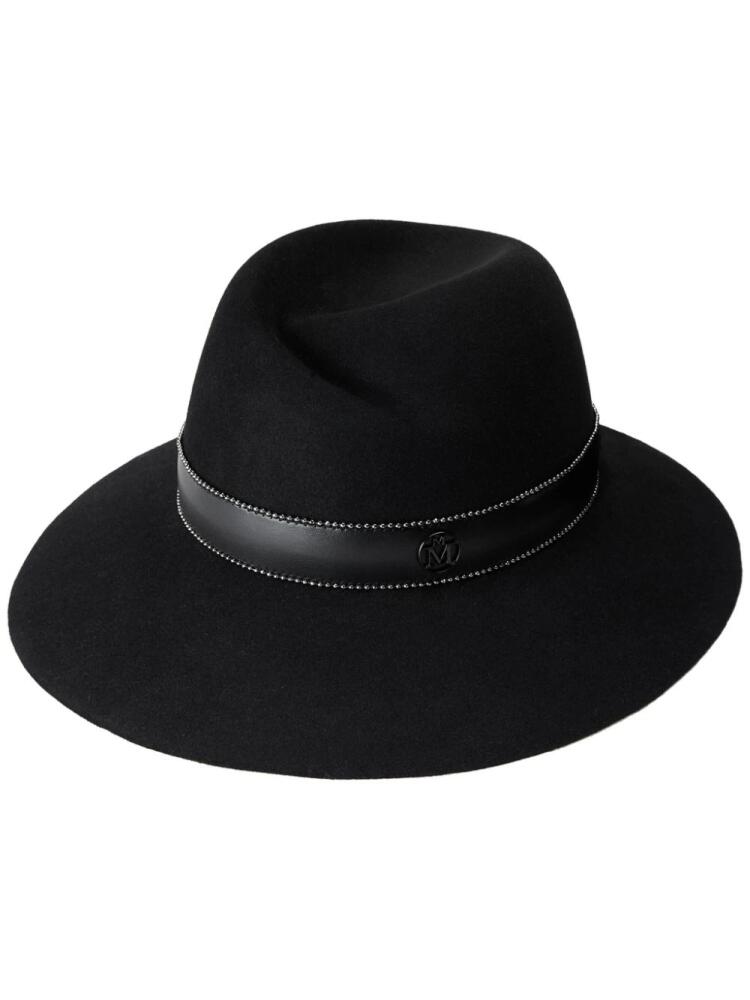 Maison Michel Virginie logo-plaque detail wool fedora - Black Cover