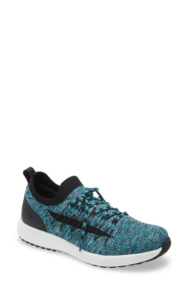 TRAQ by Alegria Synq 2 Knit Sneaker in Turquoise Leather Cover