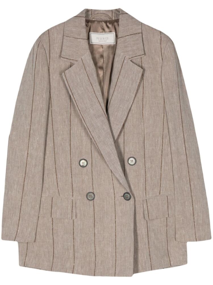 Peserico double-breasted striped blazer - Brown Cover