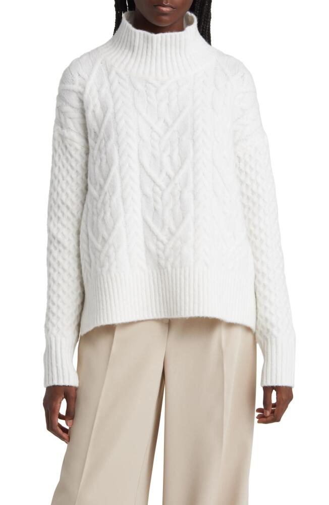 Nordstrom Mock Neck Cable Knit Sweater in Ivory Cloud Cover