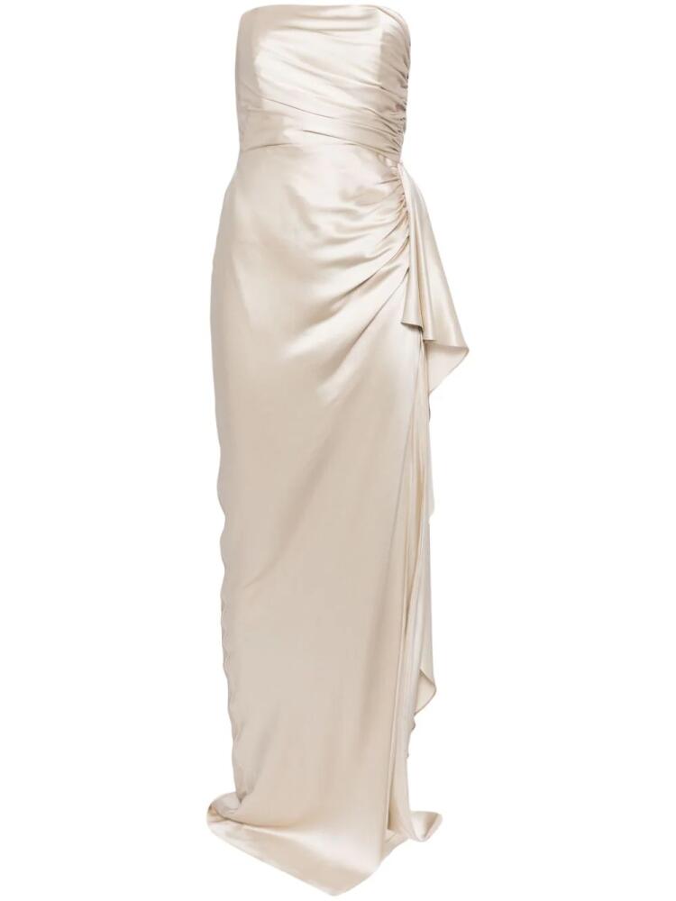 Michelle Mason strapless gathered silk gown - Grey Cover