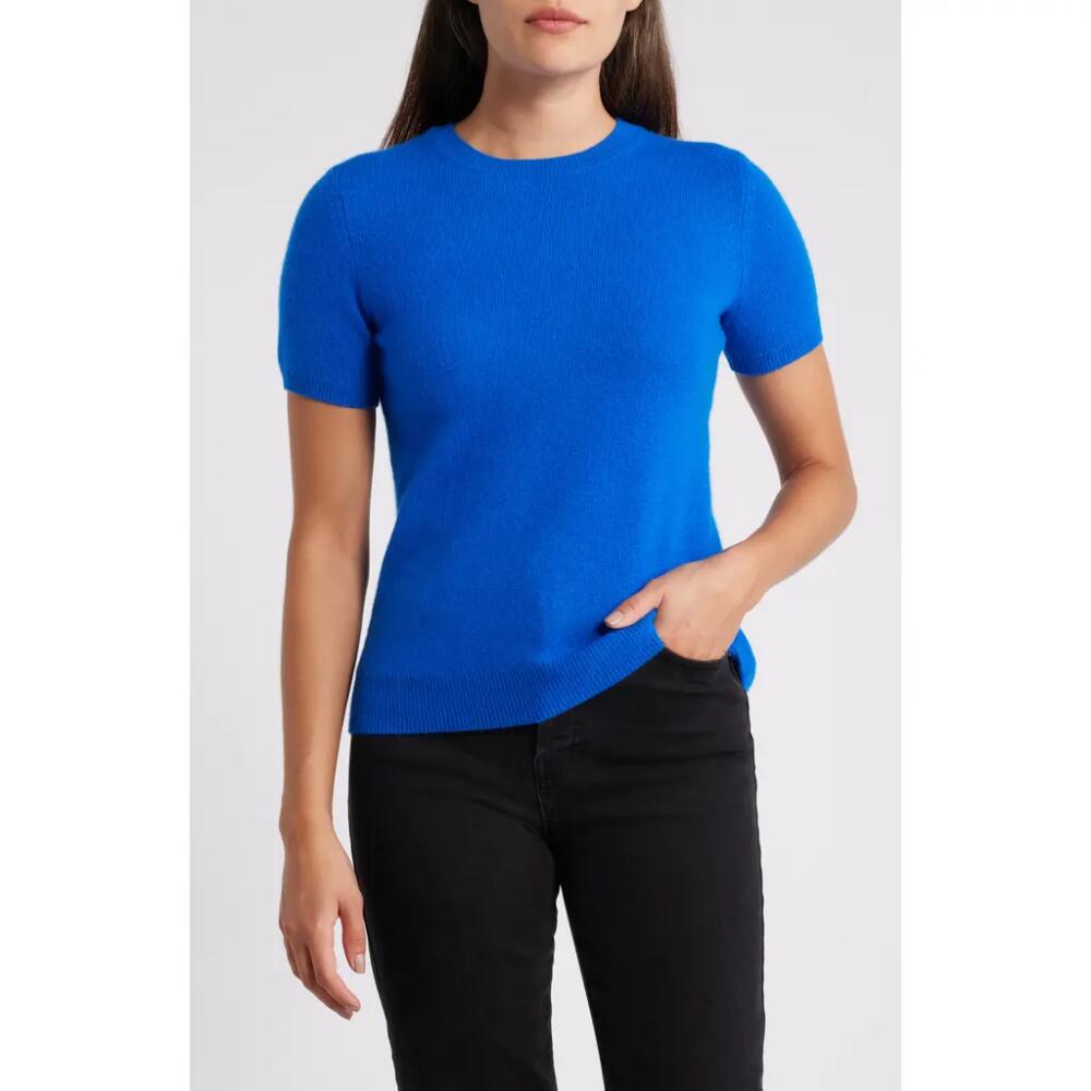 caslon(r) Short Sleeve Cashmere Sweater in Blue Princess Cover