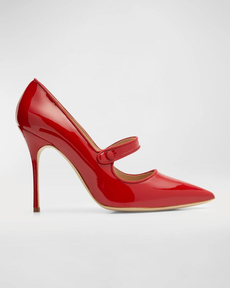 Manolo Blahnik Campari Patent Mary Jane Pumps Cover