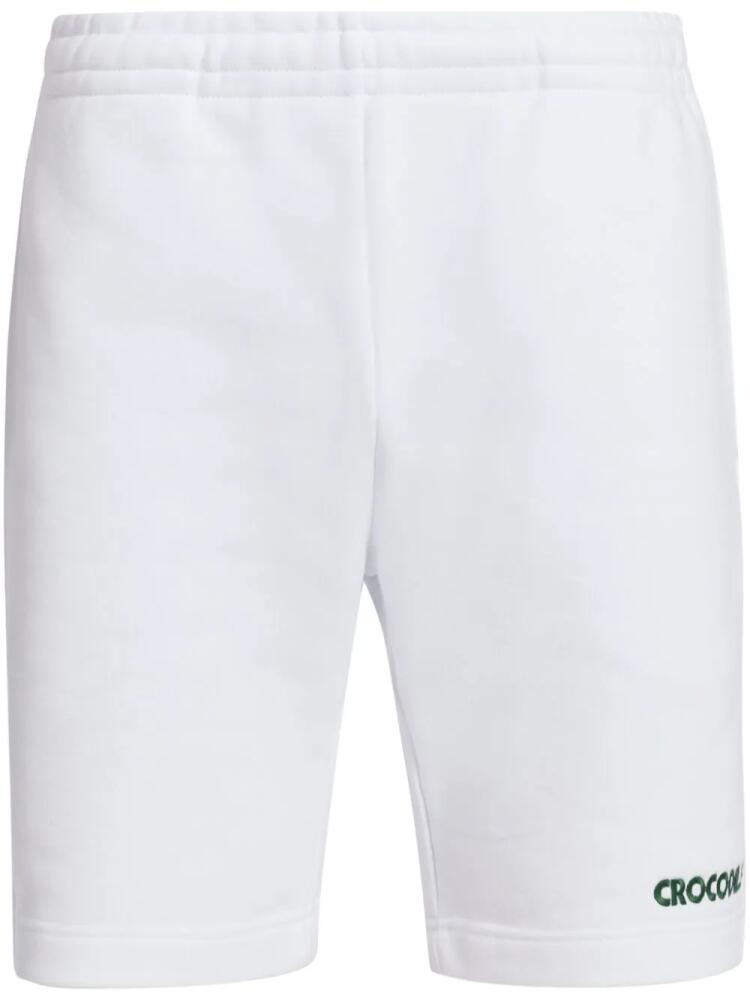 Lacoste slogan-embroidered cotton track shorts - White Cover