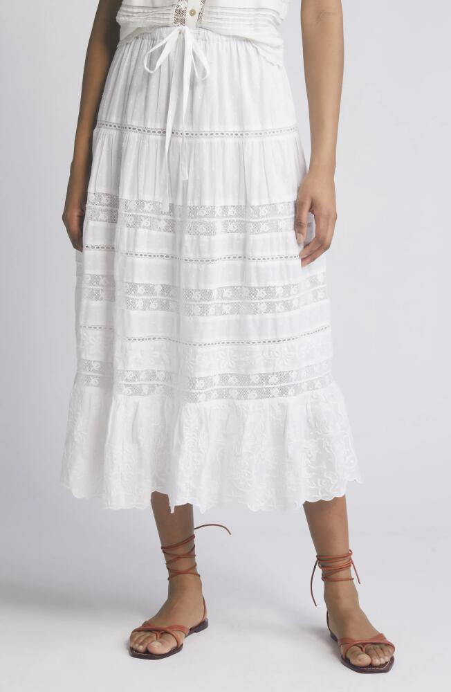 LoveShackFancy Donna Lace Tie Waist Maxi Skirt in White Cover