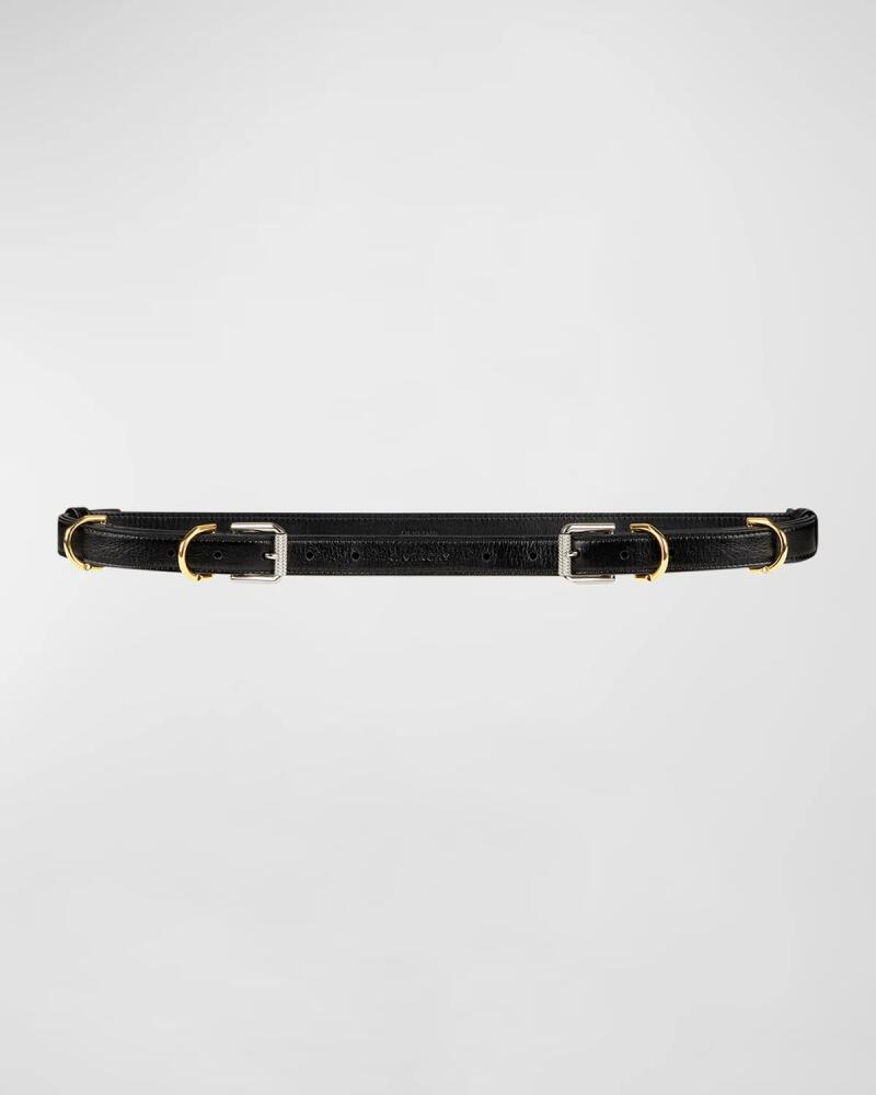 Givenchy Voyou V2 Skinny Pebble-Grain Leather Belt Cover