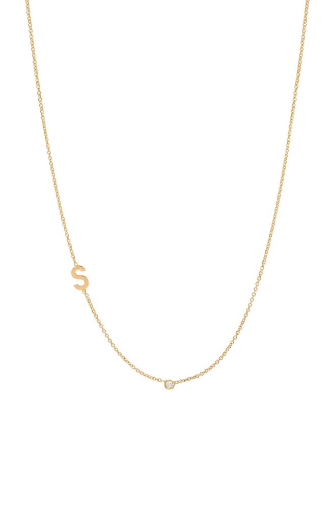 BYCHARI Asymmetric Initial & Diamond Pendant Necklace in 14K Yellow Gold-S Cover