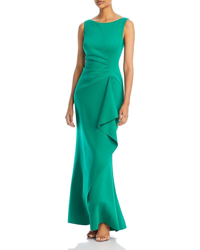 Eliza J Sleeveless Side Tuck Ruffle Gown Cover