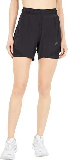 Brooks Chaser 5 2-in-1 Shorts (Black) Women's Shorts Cover