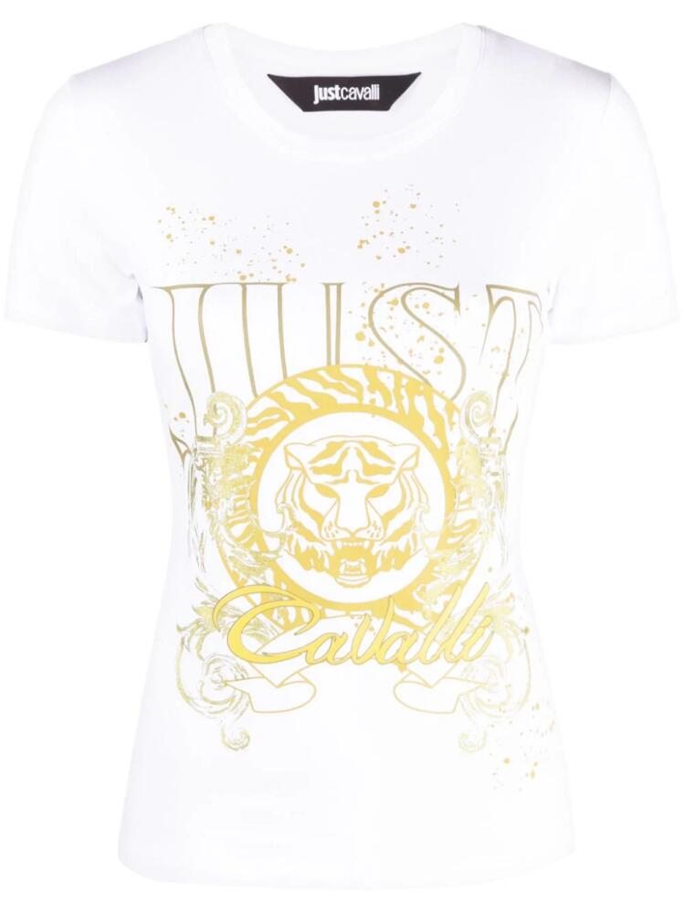 Just Cavalli Tiger Head-motif cotton T-shirt - White Cover