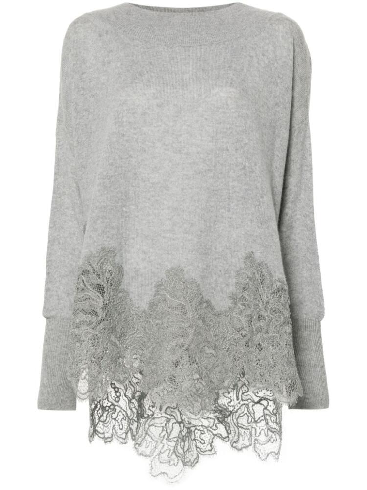 Ermanno Scervino lace-panel cashmere jumper - Grey Cover