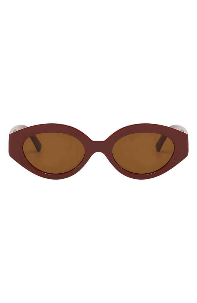 Fifth & Ninth Emily 52mm Oval Polarized Sunglasses in Brown /Brown Cover