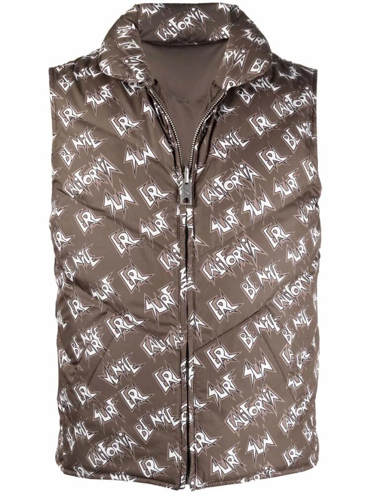 ERL logo-print padded gilet - Green Cover