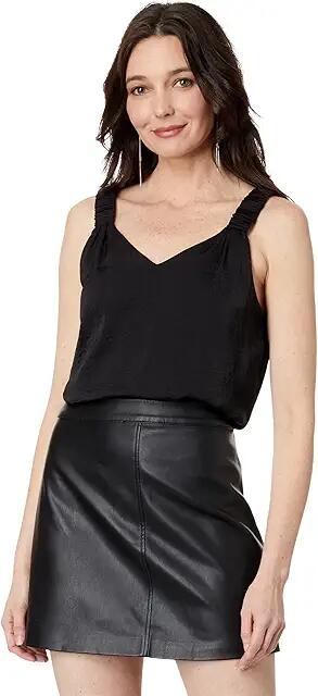 Vince Camuto Sleeveless Ruffle Strap Rumple Tank (Rich Black) Women's Clothing Cover