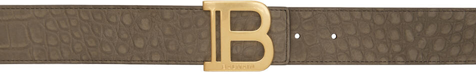 Balmain Taupe Croc-Embossed B Belt Cover