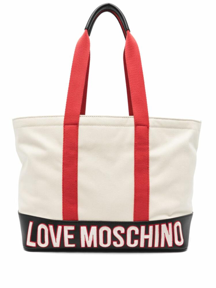 Love Moschino logo-embroidered tote bag - Neutrals Cover