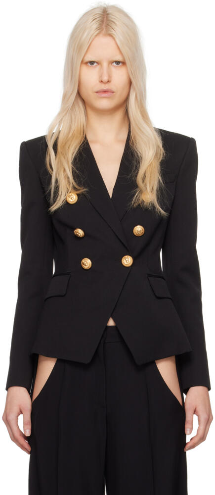 Balmain Black Double-Breasted Blazer Cover