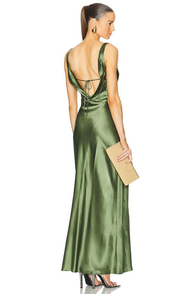 NICHOLAS Alfina Double Cowl Gown in Olive Cover