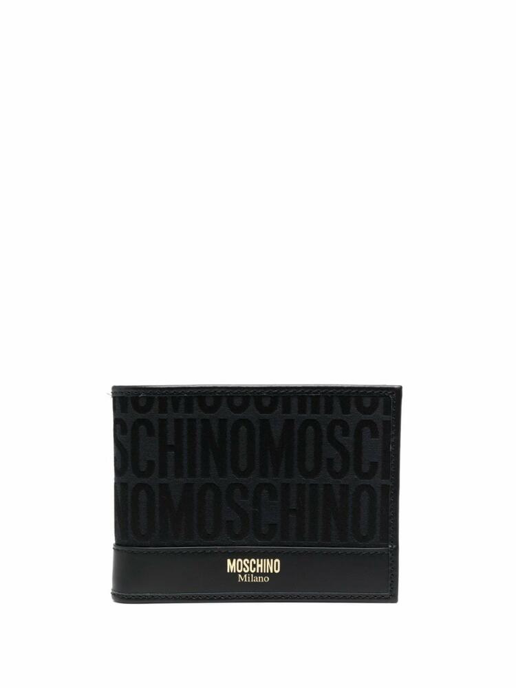 Moschino monogram logo stamp bi-fold wallet - Black Cover