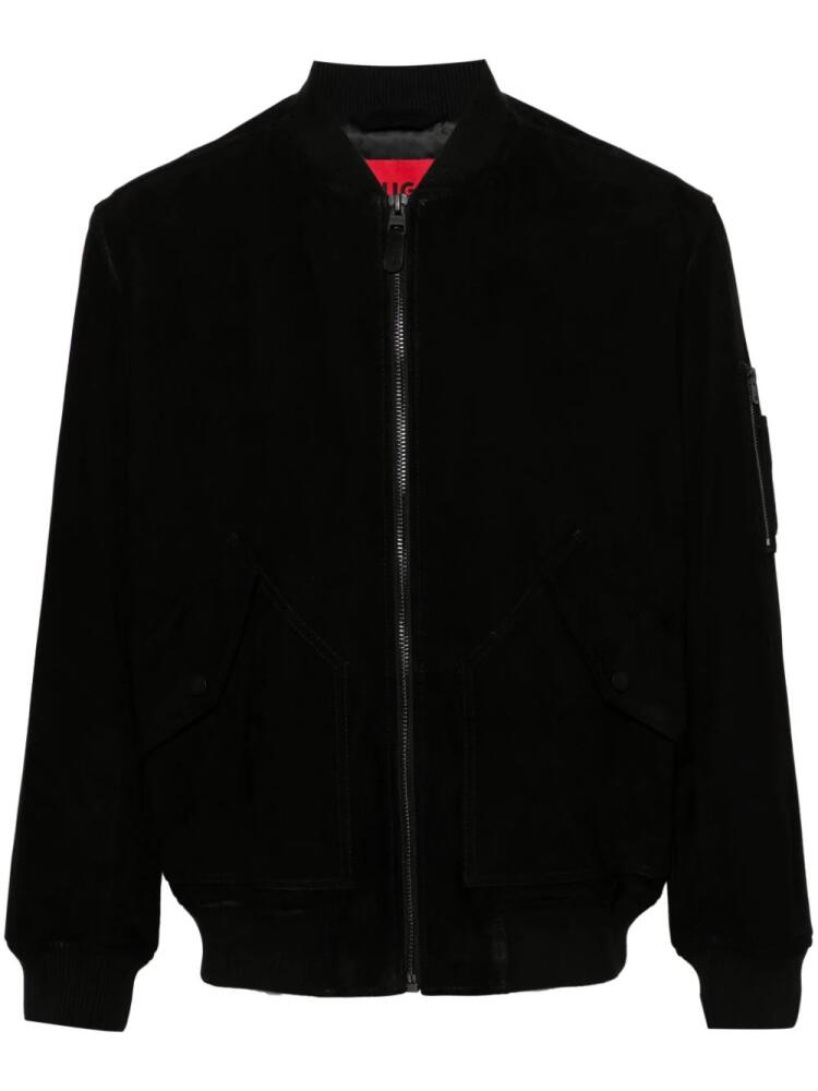 HUGO zip-up suede bomber jacket - Black Cover