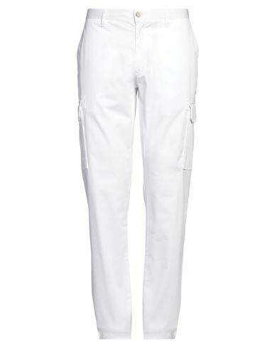 Isaia Man Pants White Cotton, Elastane Cover