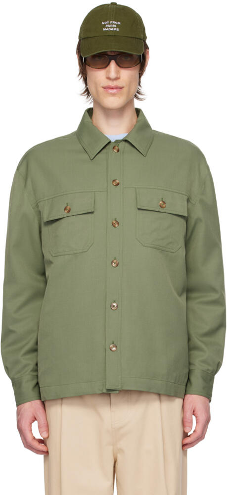 Drôle De Monsieur Khaki 'La Surchemise Laine' Shirt Cover