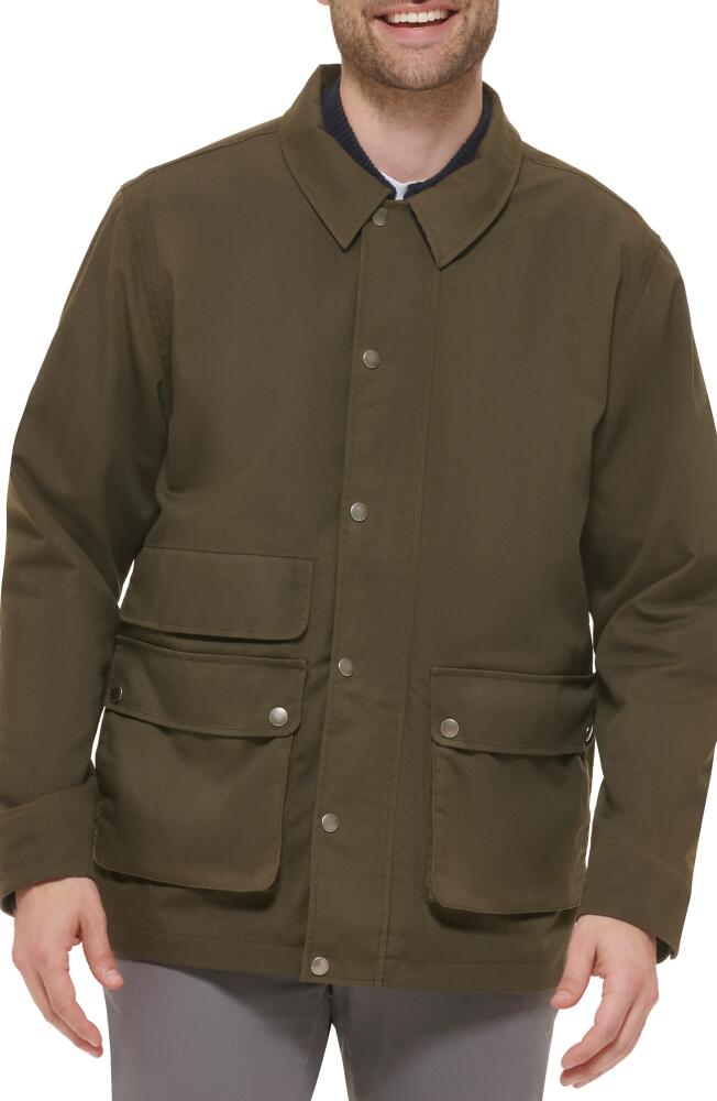 Cole Haan Waxed Cotton Rain Shirt Jacket in Olive Cover