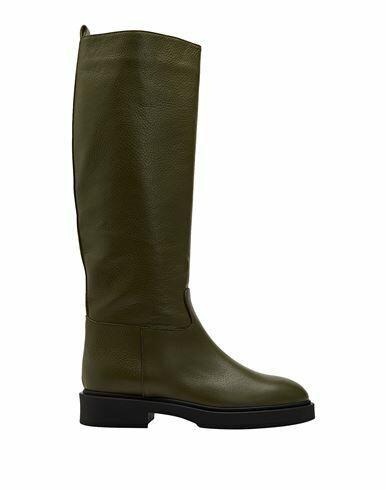 8 By Yoox Leather Almond-toe High Boot Woman Boot Military green Calfskin Cover