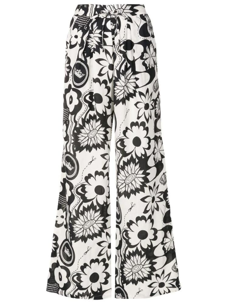 Amir Slama floral-print wide-leg trousers - Black Cover