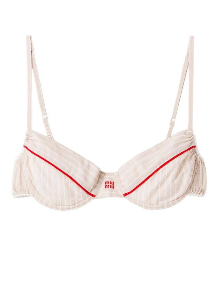 Miu Miu logo-print bra - Neutrals Cover