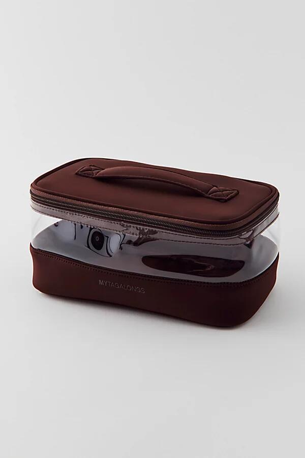 MYTAGALONGS Medium Clear Train Case Cosmetic Bag in Dark Brown Cover