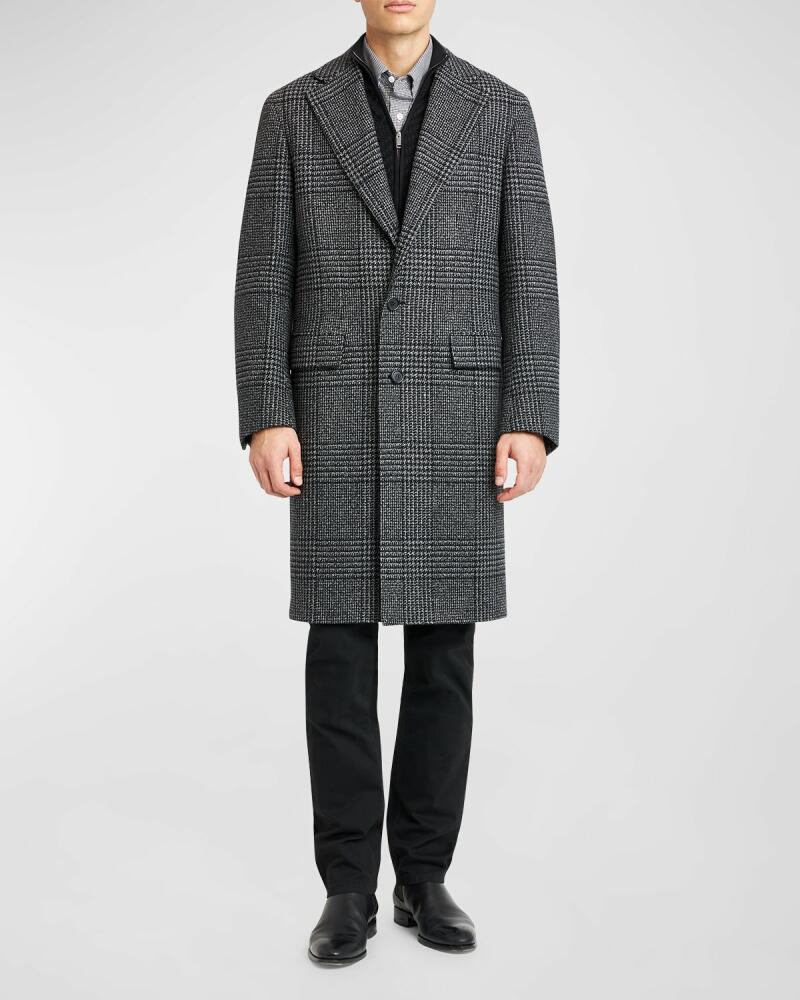 Brioni Men's Wool-Cashmere Plaid Topcoat Cover