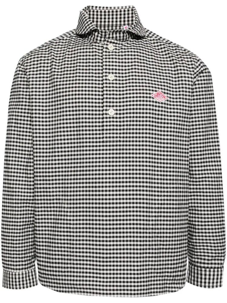 Danton logo-appliqué checked shirt - Black Cover