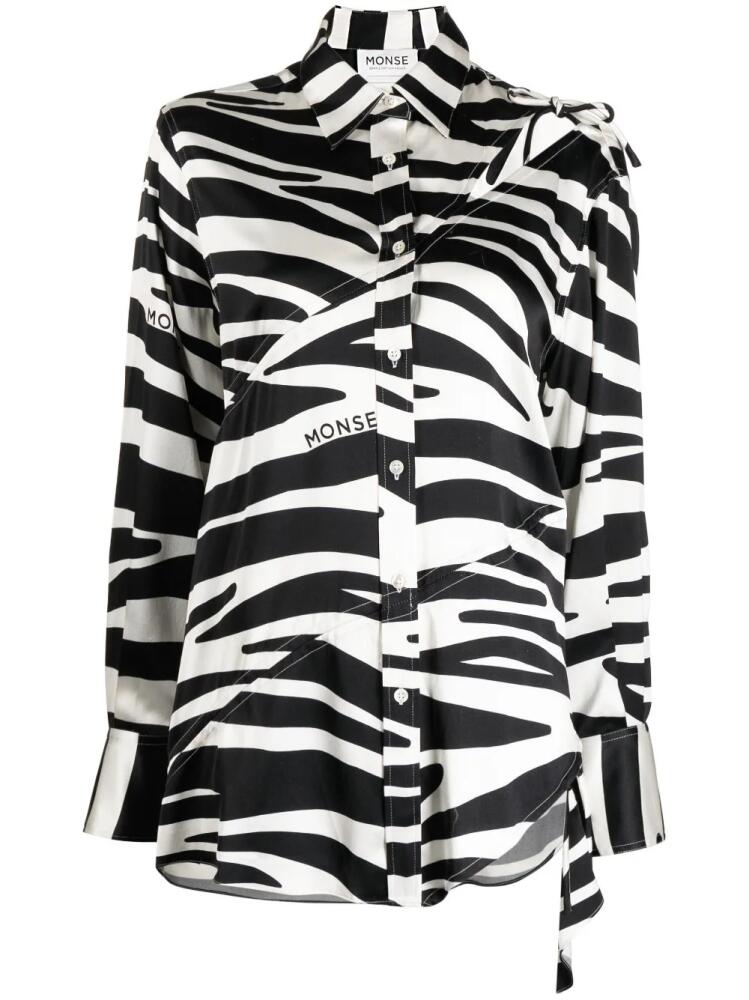 Monse zebra-print slashed-detail silk shirt - White Cover