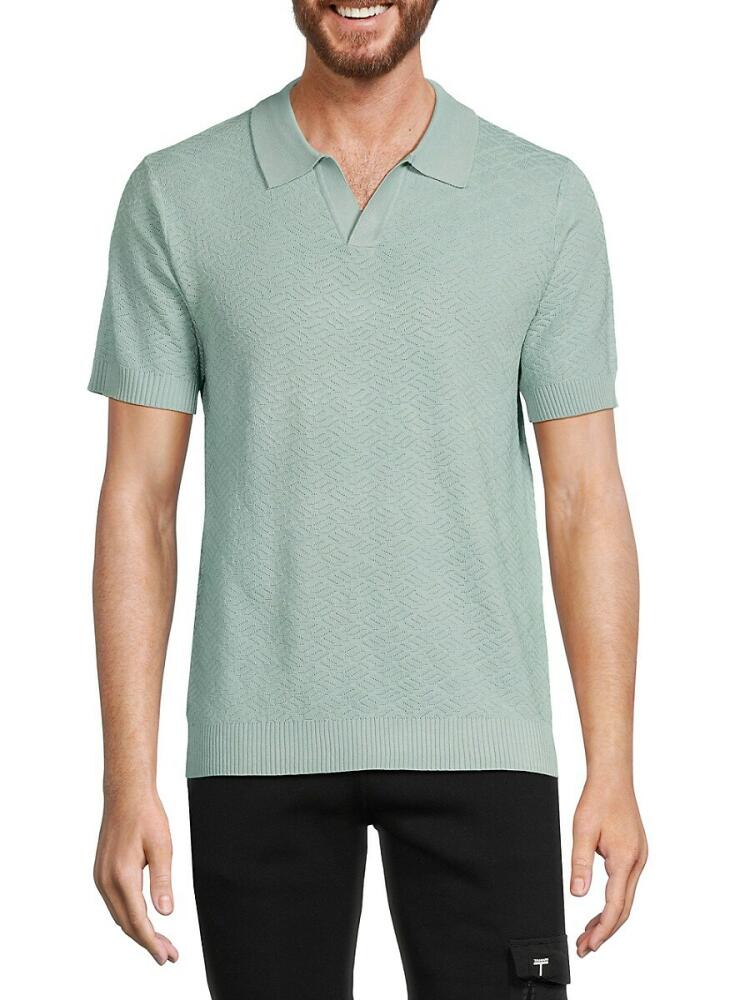 Elie Tahari Men's Johnny Collar Polo Sweater - Seafoam Cover