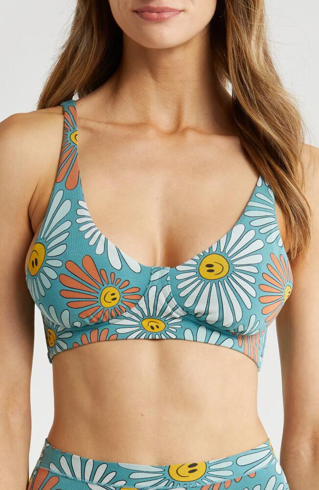 MeUndies FeelFree Longline Bralette in Disco Daisies Cover