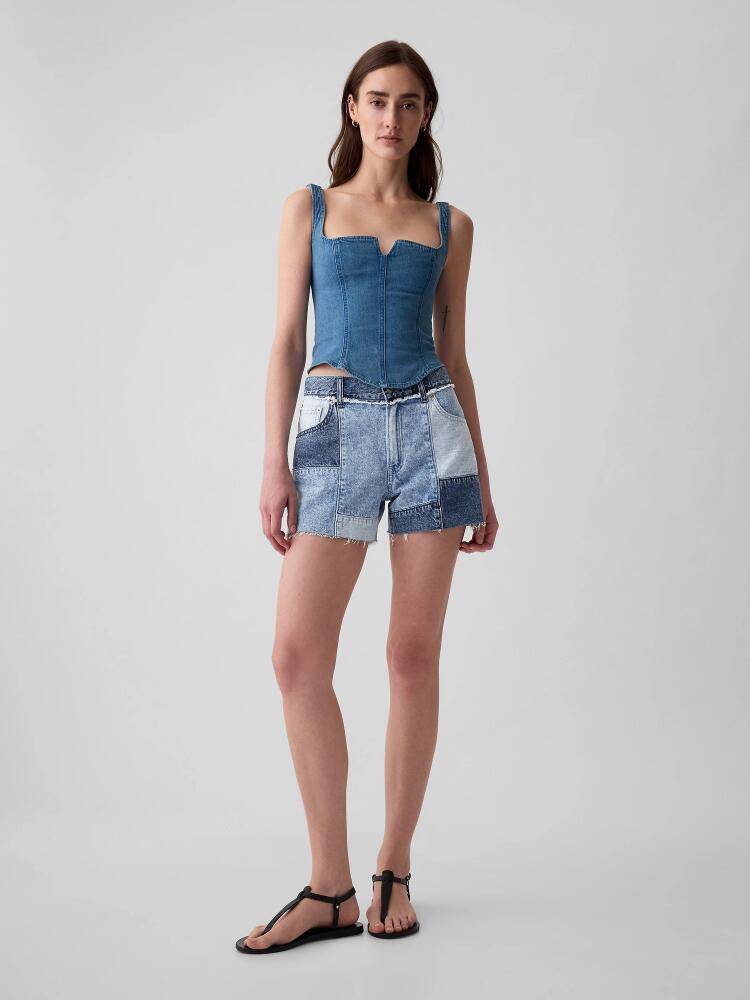 Gap 4" Low Rise Stride Patchwork Denim Shorts Cover