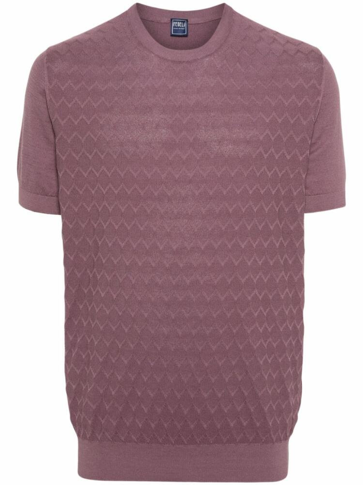 Fedeli geometric-pattern knitted T-shirt - Purple Cover