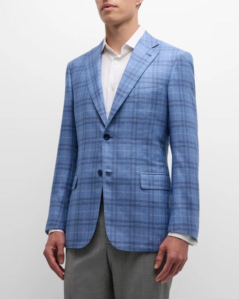 Brioni Men's Silk-Cashmere Plaid Sport Coat Cover