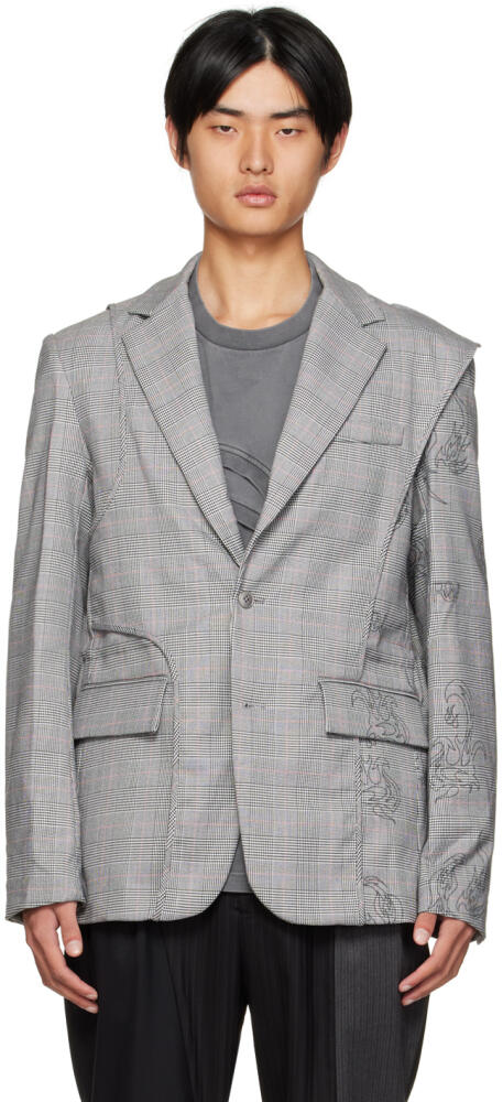 Feng Chen Wang Gray Check Blazer Cover