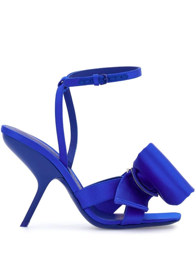 Ferragamo asymmetric-bow satin sandals - Blue Cover