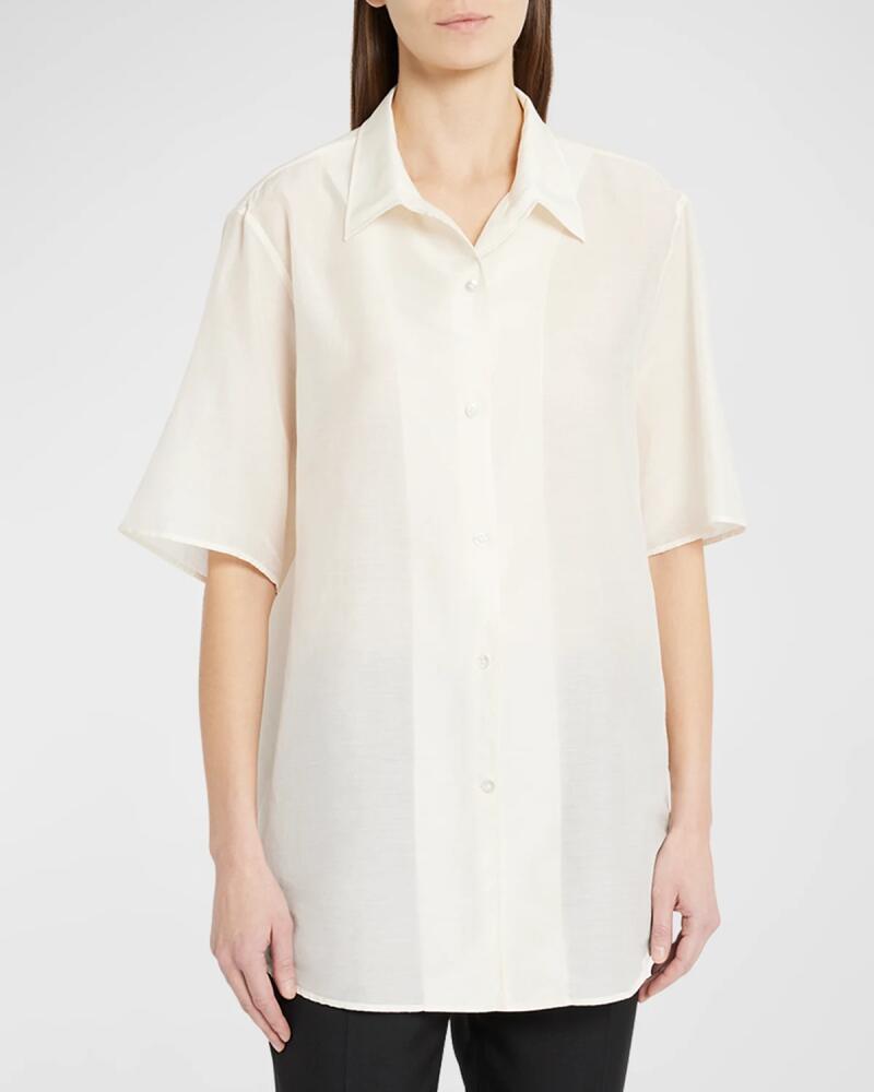 THE ROW Vale Short-Sleeve Cotton Button-Down Shirt Cover