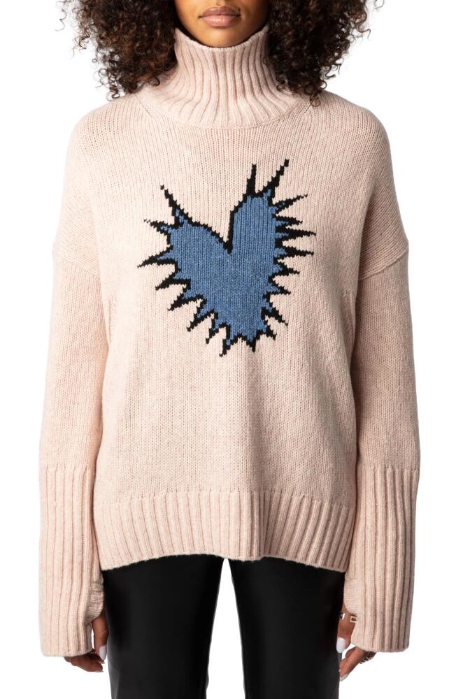 Zadig & Voltaire Alma We Heart Spike Merino Wool Turtleneck Sweater in Sweet Cover